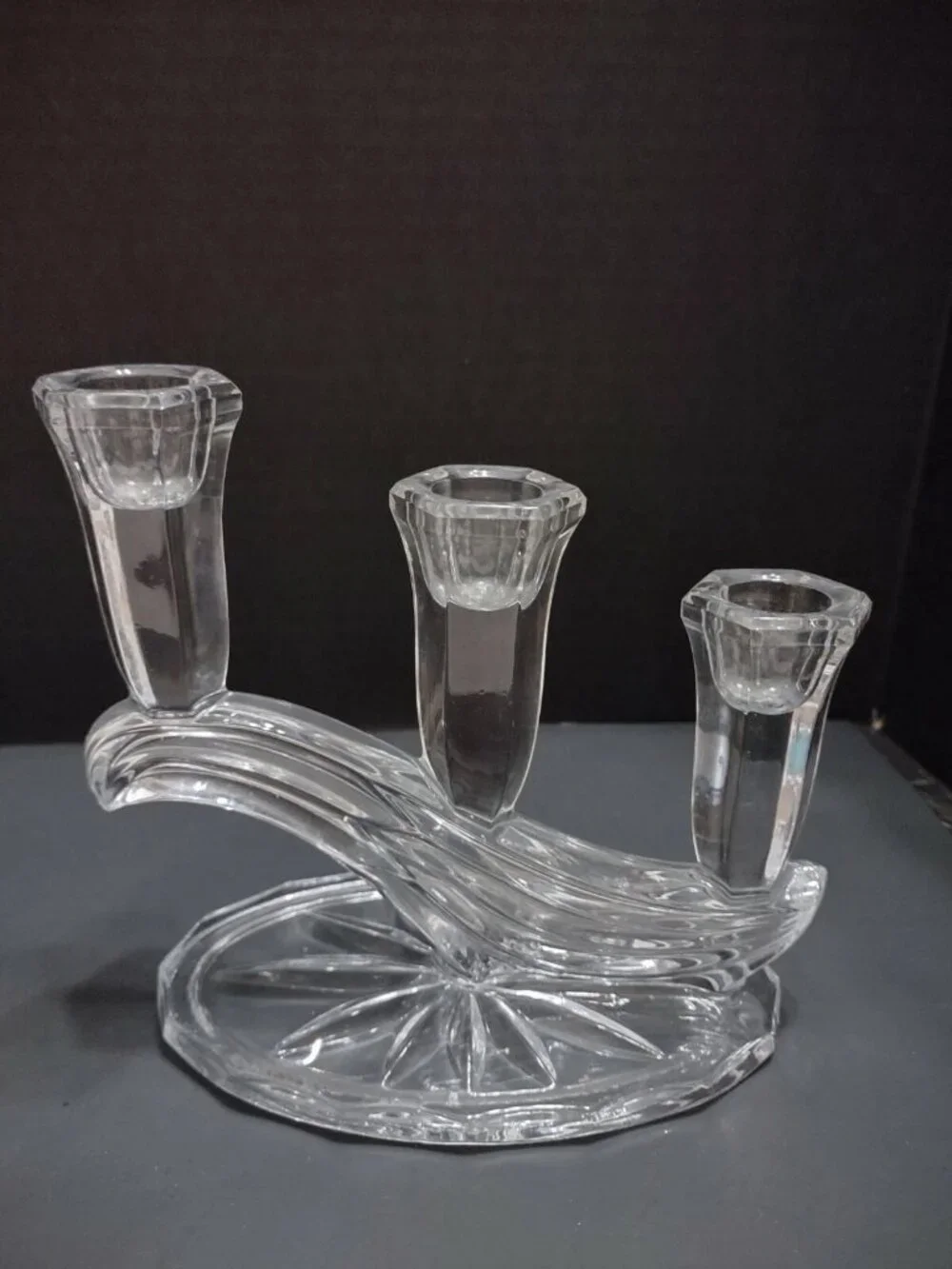VTG Buder Bleikristall Crystal 3-Arm Candelabra Pair German Glass Candle Holder